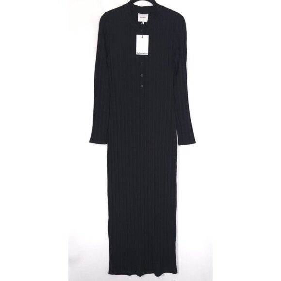 NWT Reformation Women's MEDIUM Lani Knit Maxi Dress Black USA MADE Button Front - Picture 4 of 12